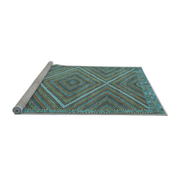 Sideview of Machine Washable Southwestern Light Blue Country Rug, wshcon855lblu