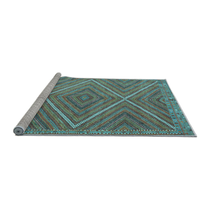 Sideview of Machine Washable Southwestern Light Blue Country Rug, wshcon855lblu