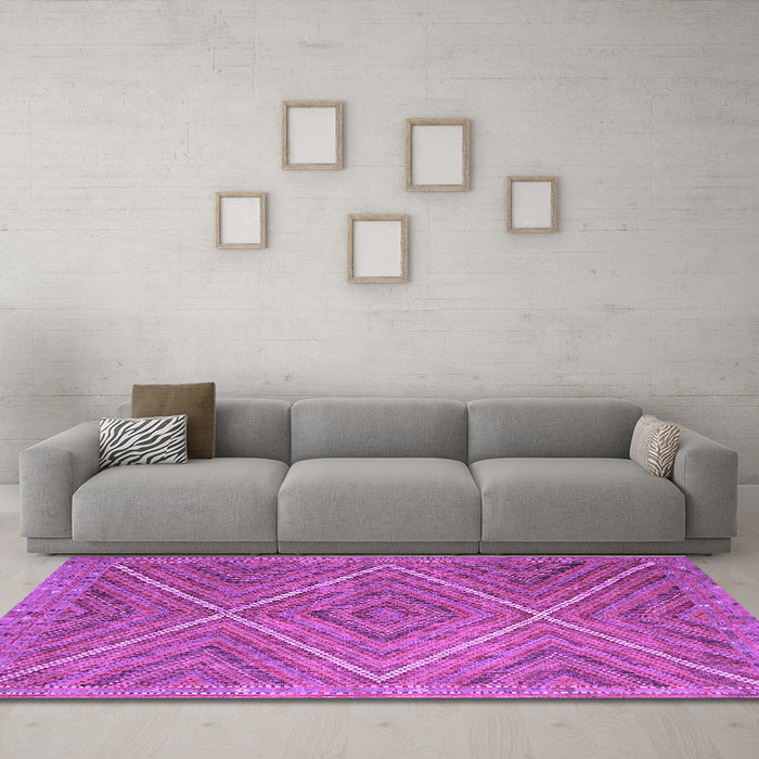 Machine Washable Southwestern Purple Country Area Rugs in a Living Room, wshcon855pur