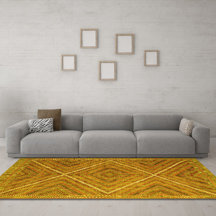Machine Washable Southwestern Yellow Country Rug in a Living Room, wshcon855yw