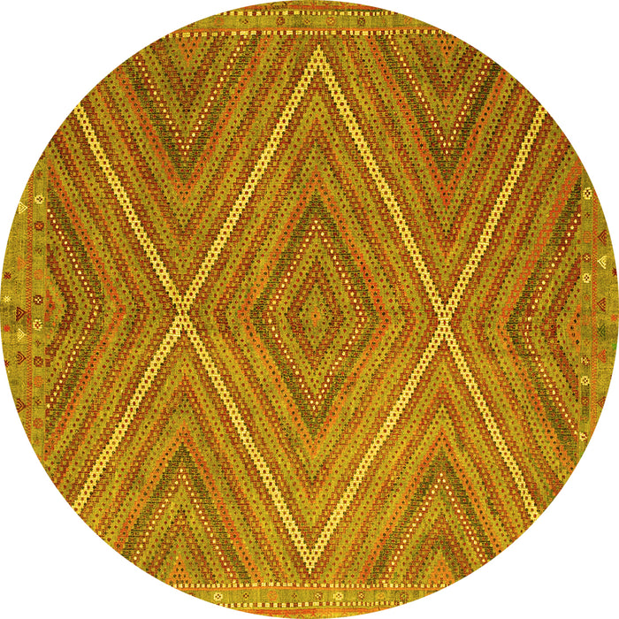 Round Southwestern Yellow Country Rug, con855yw