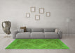 Machine Washable Southwestern Green Country Area Rugs in a Living Room,, wshcon855grn