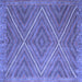 Square Machine Washable Southwestern Blue Country Rug, wshcon855blu