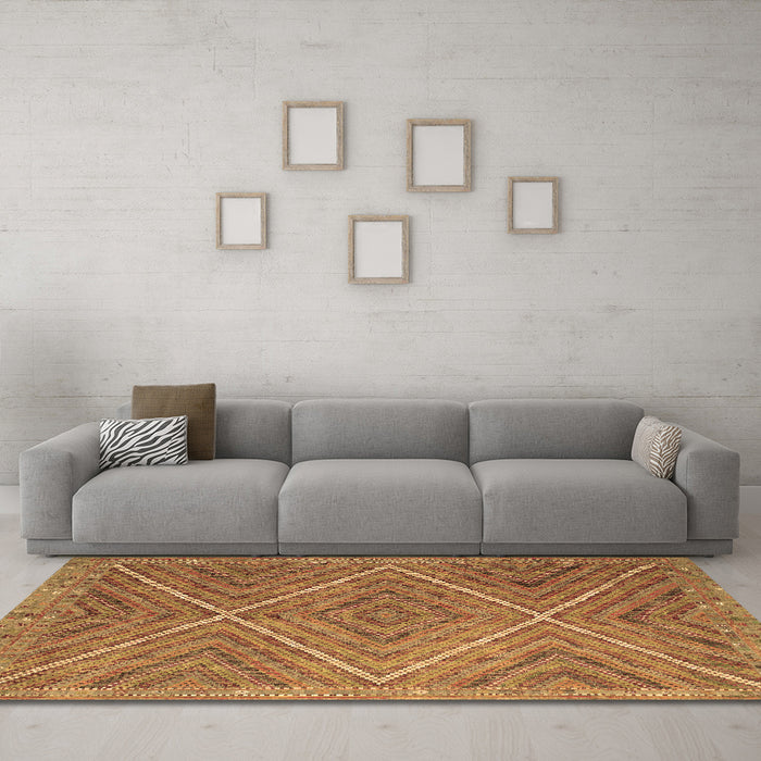 Machine Washable Southwestern Brown Country Rug in a Living Room,, wshcon855brn