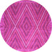 Round Machine Washable Southwestern Pink Country Rug, wshcon855pnk