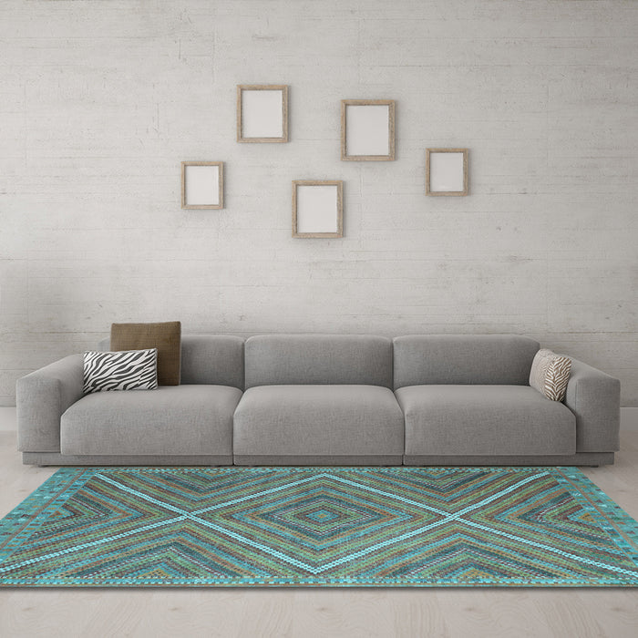 Machine Washable Southwestern Light Blue Country Rug in a Living Room, wshcon855lblu