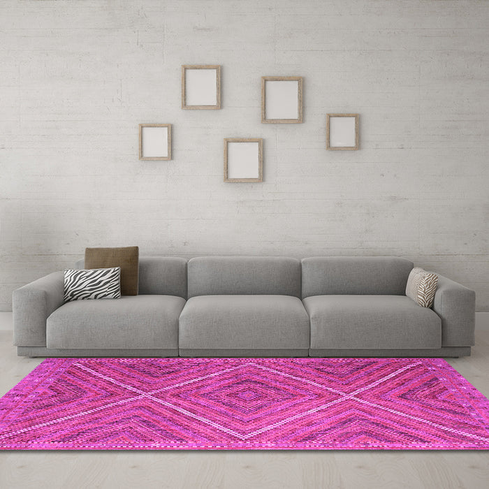 Machine Washable Southwestern Pink Country Rug in a Living Room, wshcon855pnk