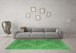 Machine Washable Southwestern Emerald Green Country Area Rugs in a Living Room,, wshcon855emgrn