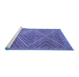 Sideview of Machine Washable Southwestern Blue Country Rug, wshcon855blu
