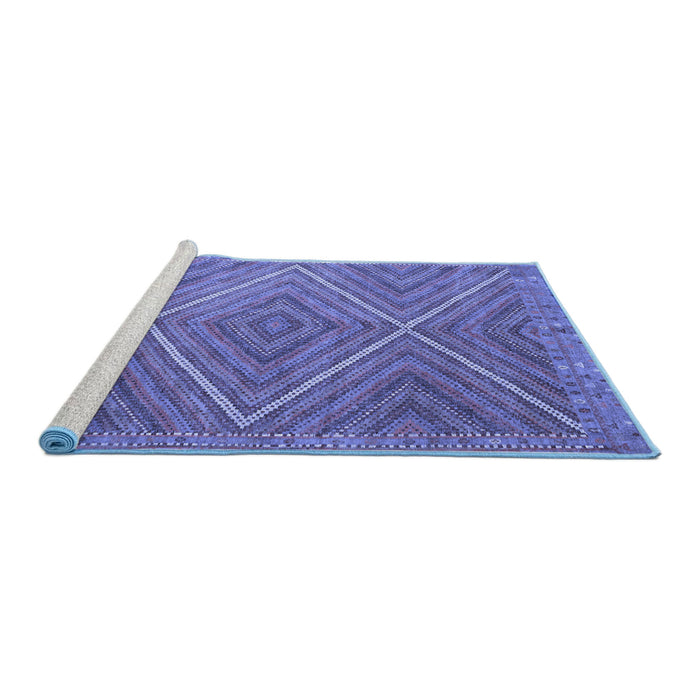 Sideview of Machine Washable Southwestern Blue Country Rug, wshcon855blu