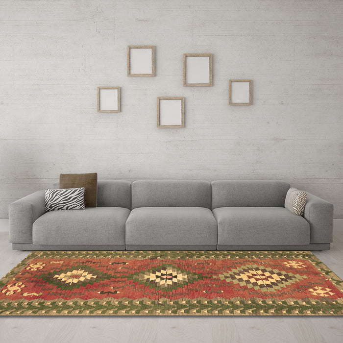 Machine Washable Oriental Brown Traditional Rug in a Living Room,, wshcon856brn