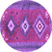 Round Machine Washable Oriental Purple Traditional Area Rugs, wshcon856pur