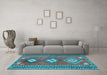 Machine Washable Oriental Light Blue Traditional Rug in a Living Room, wshcon856lblu