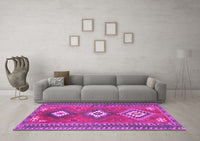 Machine Washable Oriental Pink Traditional Rug, wshcon856pnk