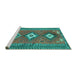 Sideview of Machine Washable Oriental Turquoise Traditional Area Rugs, wshcon856turq