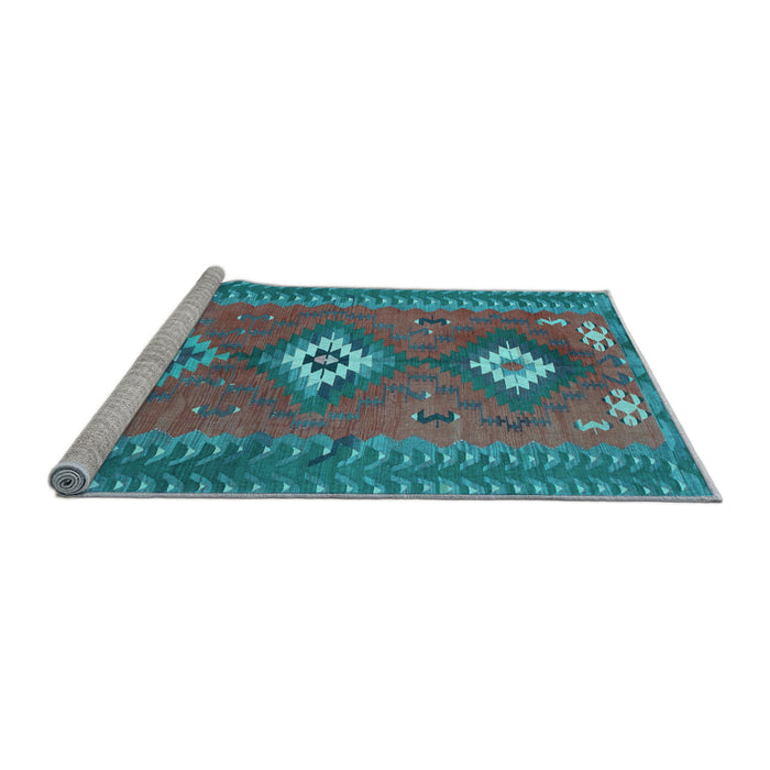 Sideview of Machine Washable Oriental Light Blue Traditional Rug, wshcon856lblu
