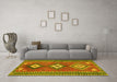 Machine Washable Oriental Yellow Traditional Rug in a Living Room, wshcon856yw