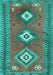 Machine Washable Oriental Turquoise Traditional Area Rugs, wshcon856turq