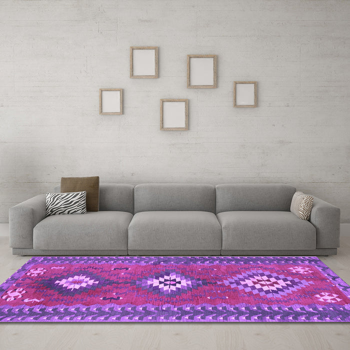 Machine Washable Oriental Purple Traditional Area Rugs in a Living Room, wshcon856pur