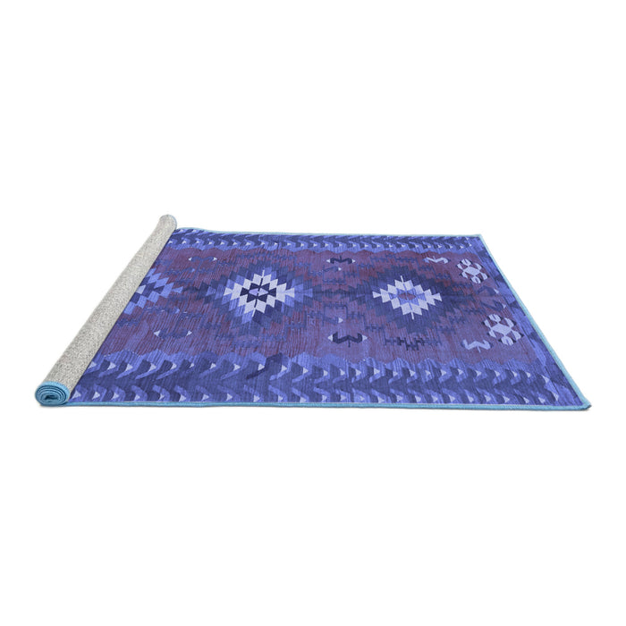 Sideview of Machine Washable Oriental Blue Traditional Rug, wshcon856blu