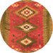 Square Oriental Orange Traditional Rug, con856org