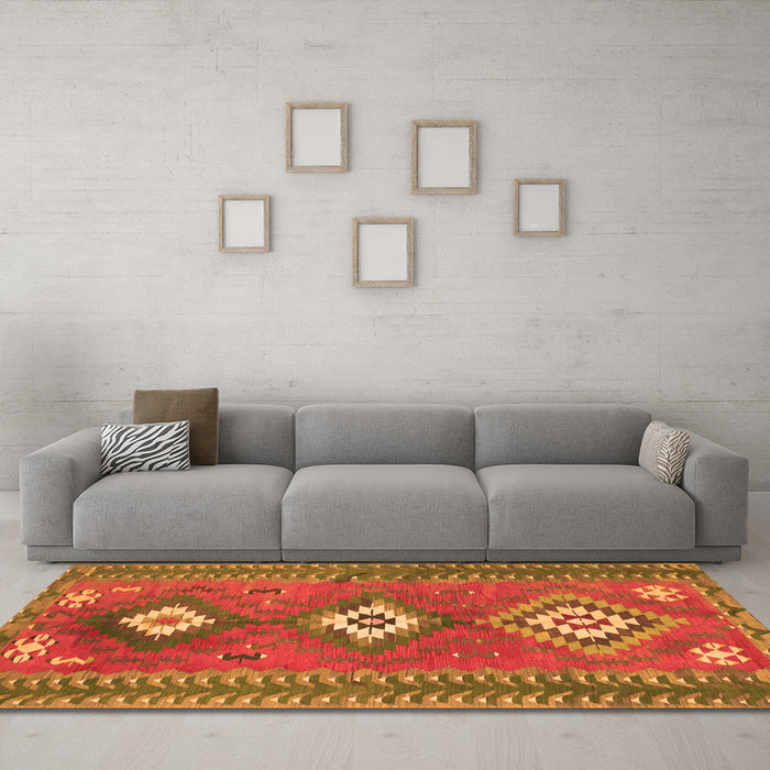 Machine Washable Oriental Orange Traditional Area Rugs in a Living Room, wshcon856org