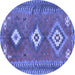 Round Machine Washable Oriental Blue Traditional Rug, wshcon856blu