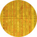 Round Southwestern Yellow Country Rug, con857yw