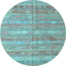 Round Southwestern Light Blue Country Rug, con857lblu