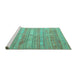 Sideview of Machine Washable Southwestern Turquoise Country Area Rugs, wshcon857turq