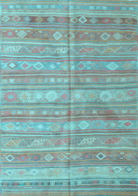 Southwestern Light Blue Country Rug, con857lblu