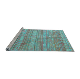 Sideview of Machine Washable Southwestern Light Blue Country Rug, wshcon857lblu