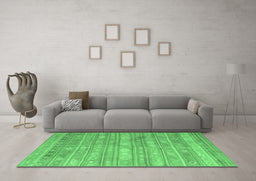 Machine Washable Southwestern Emerald Green Country Area Rugs in a Living Room,, wshcon857emgrn