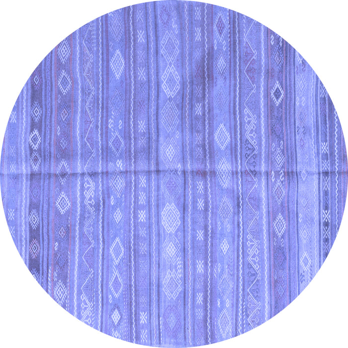 Round Southwestern Blue Country Rug, con857blu
