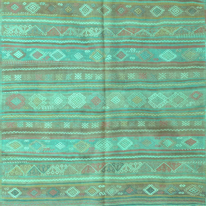 Machine Washable Southwestern Turquoise Country Area Rugs, wshcon857turq