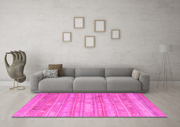 Machine Washable Southwestern Pink Country Rug in a Living Room, wshcon857pnk