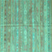 Square Southwestern Turquoise Country Rug, con857turq