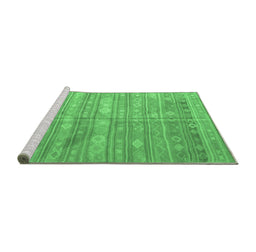 Sideview of Machine Washable Southwestern Emerald Green Country Area Rugs, wshcon857emgrn