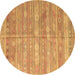 Round Southwestern Brown Country Rug, con857brn