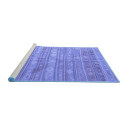 Sideview of Machine Washable Southwestern Blue Country Rug, wshcon857blu