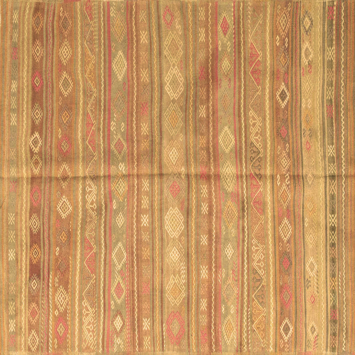 Square Machine Washable Southwestern Brown Country Rug, wshcon857brn