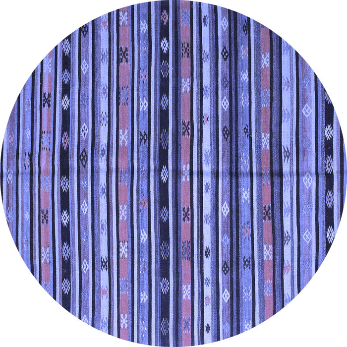 Round Southwestern Blue Country Rug, con858blu