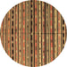 Round Machine Washable Southwestern Brown Country Rug, wshcon858brn