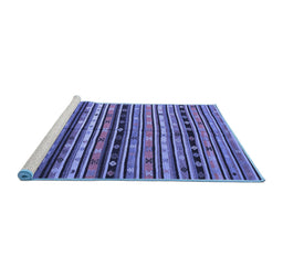 Sideview of Machine Washable Southwestern Blue Country Rug, wshcon858blu