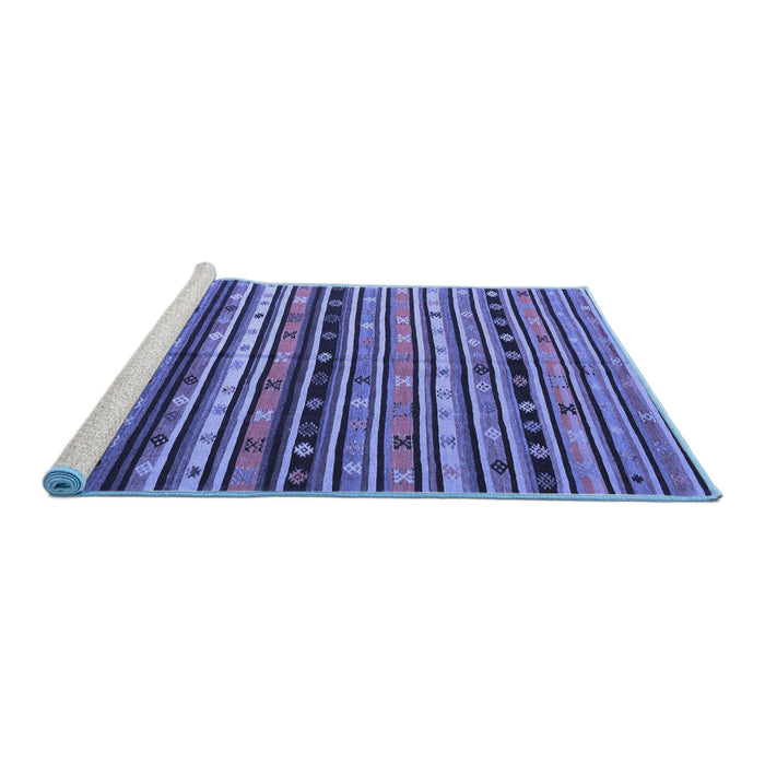 Sideview of Machine Washable Southwestern Blue Country Rug, wshcon858blu