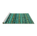 Sideview of Machine Washable Southwestern Turquoise Country Area Rugs, wshcon858turq