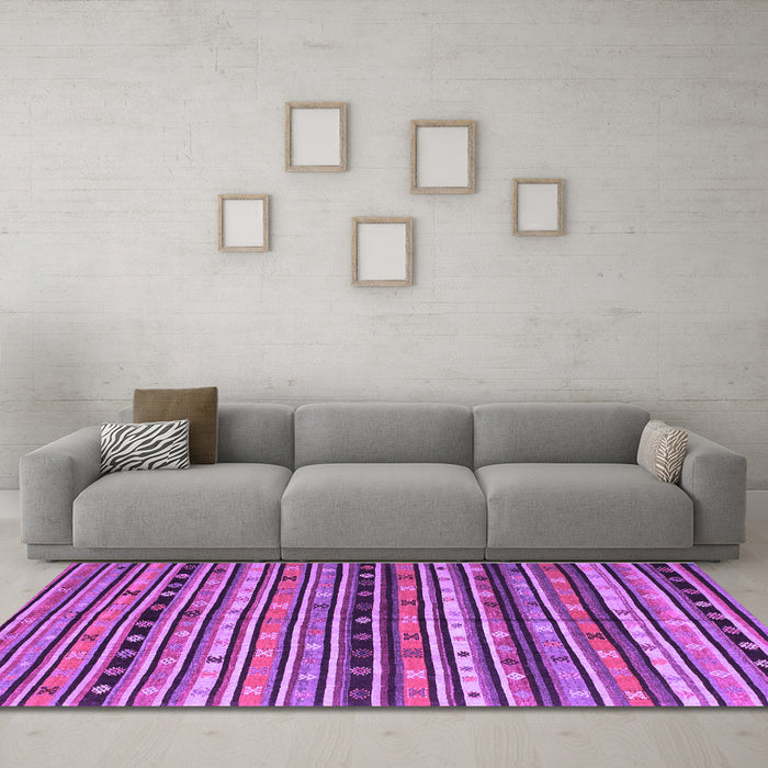 Machine Washable Southwestern Purple Country Area Rugs in a Living Room, wshcon858pur