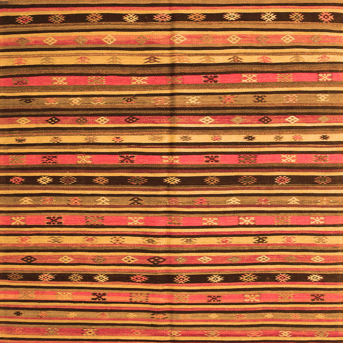 Round Machine Washable Southwestern Orange Country Area Rugs, wshcon858org