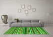 Machine Washable Southwestern Green Country Area Rugs in a Living Room,, wshcon858grn