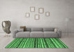 Machine Washable Southwestern Emerald Green Country Area Rugs in a Living Room,, wshcon858emgrn